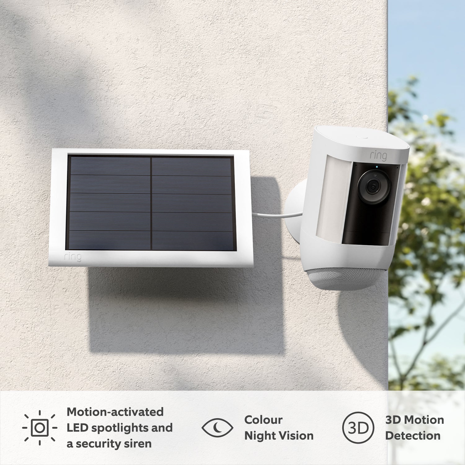 Ring Spotlight Cam Plus, Solar | Two-Way Talk, Color Night Vision, and  Security Siren (2022 release) - White