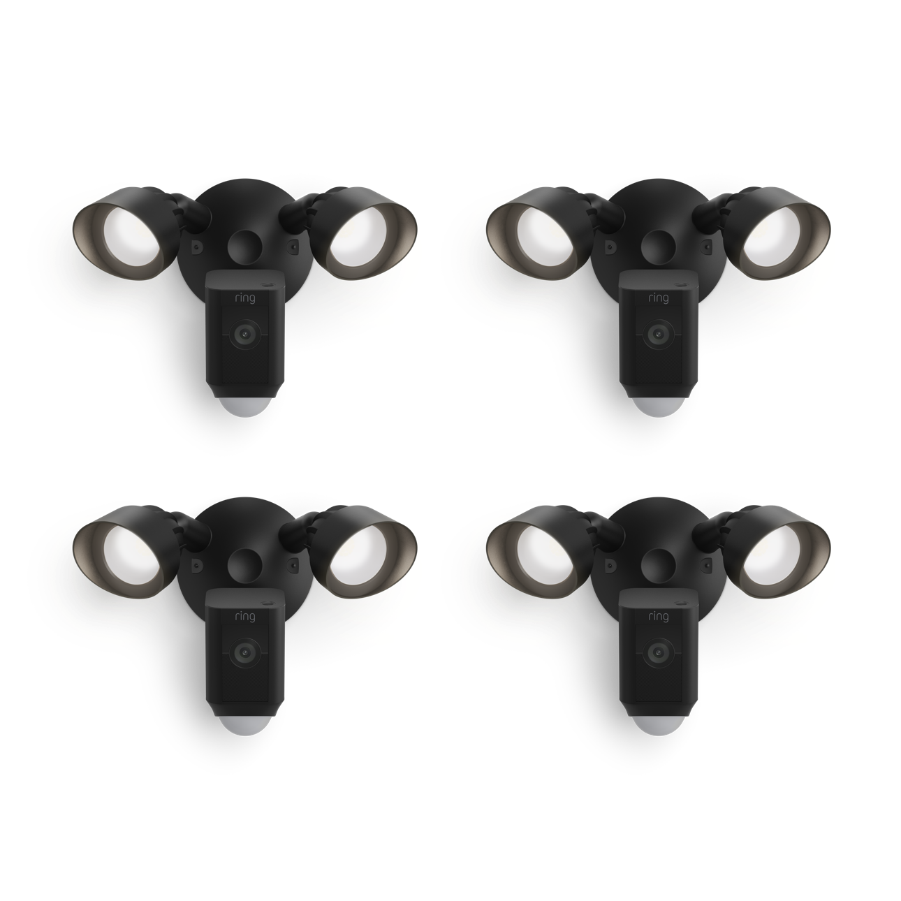Black:4-Pack Floodlight Cam Wired Plus