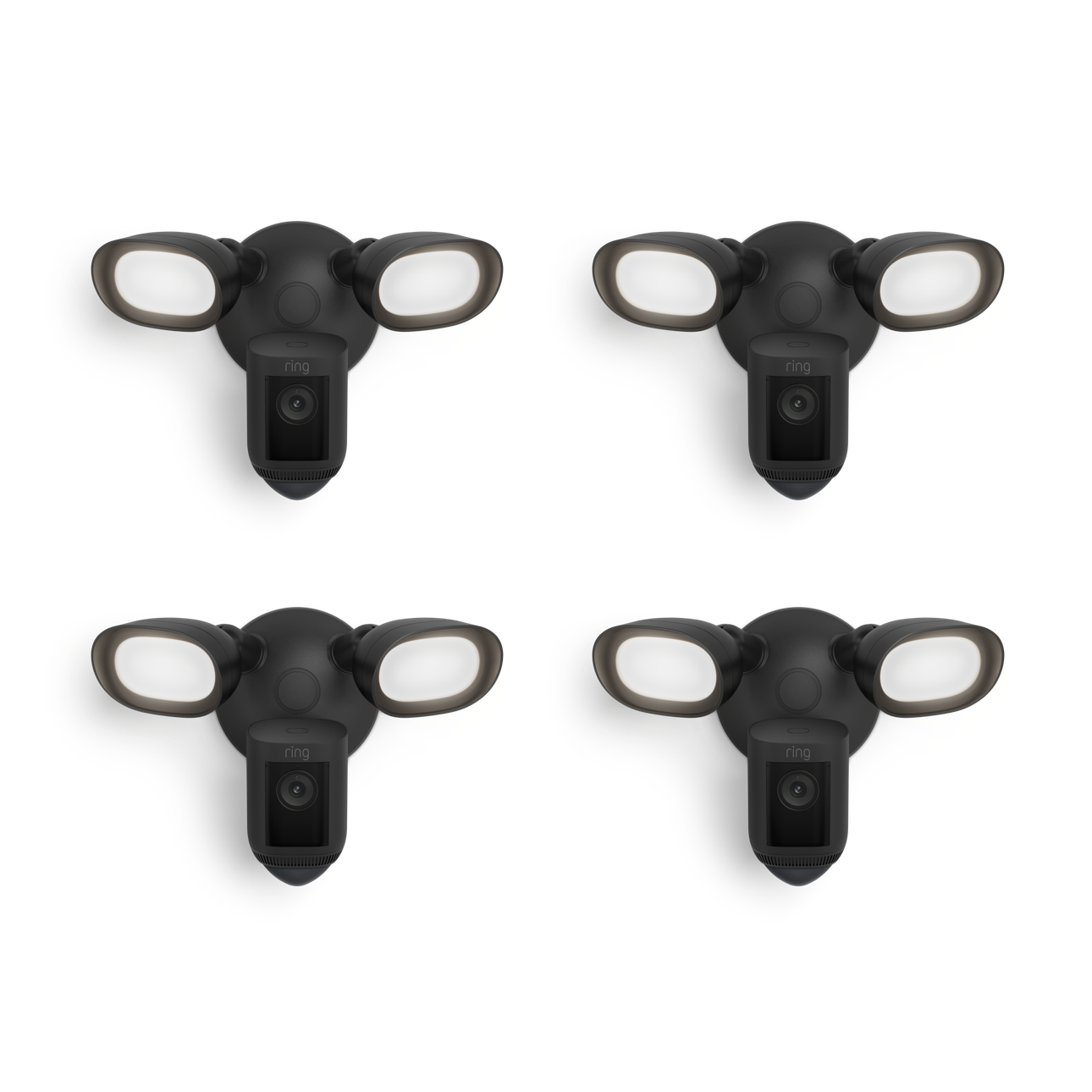 Black:4-Pack Floodlight Cam Wired Pro