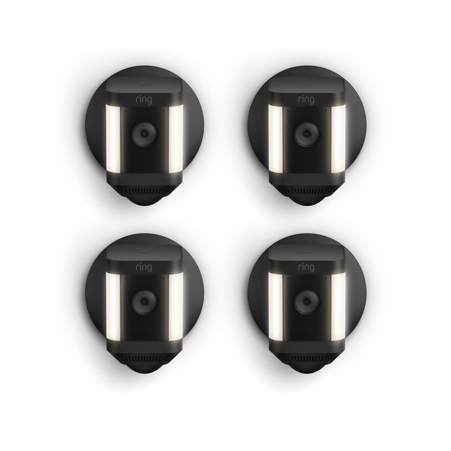 Black:4-Pack Spotlight Cam Plus Wired