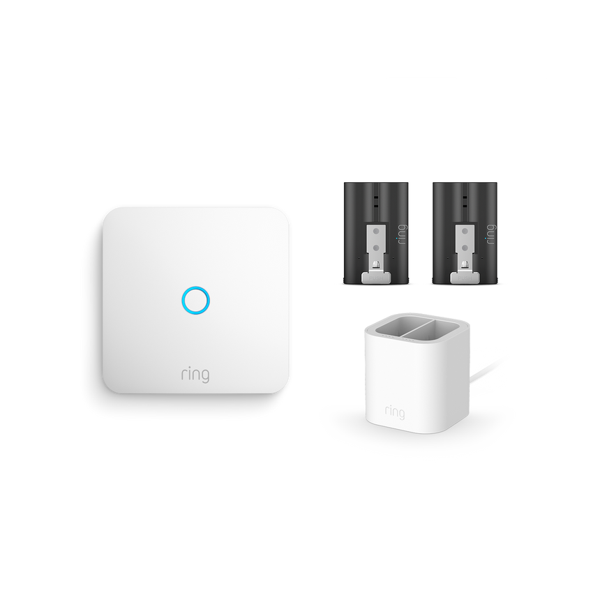 White:Ring Intercom + Quick Release Battery Pack + Charging Station